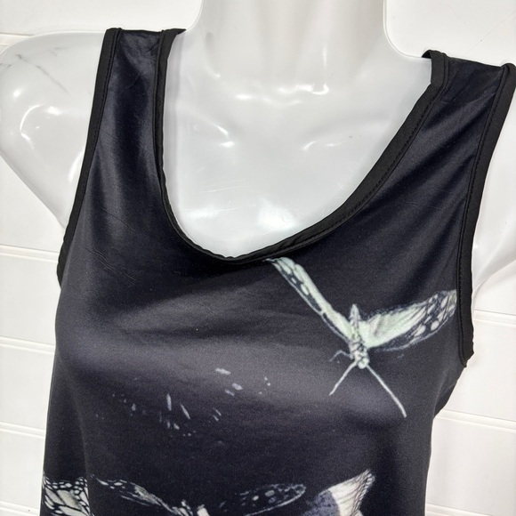 Butterfly Skull Tank Top Shirt w/ rip tied razor back, size M ~ goth, punk, emo - Picture 3 of 8